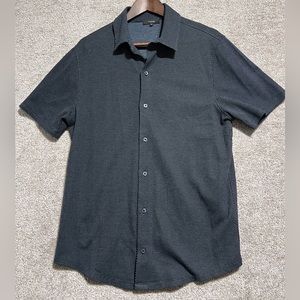 Vince Men’s Short Sleeve Button-Down Shirt in Black with White Microdot